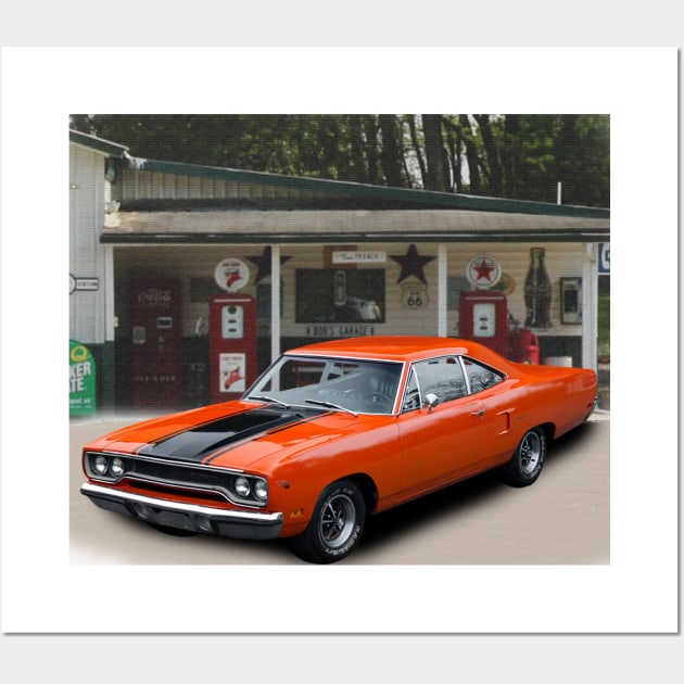 1970 Roadrunner in our filling station series on front and back Wall Art by Permages LLC